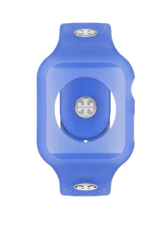 Tory Burch Apple Watch Band 41mm Blue Silicone Strap The T Monogram TBS0118